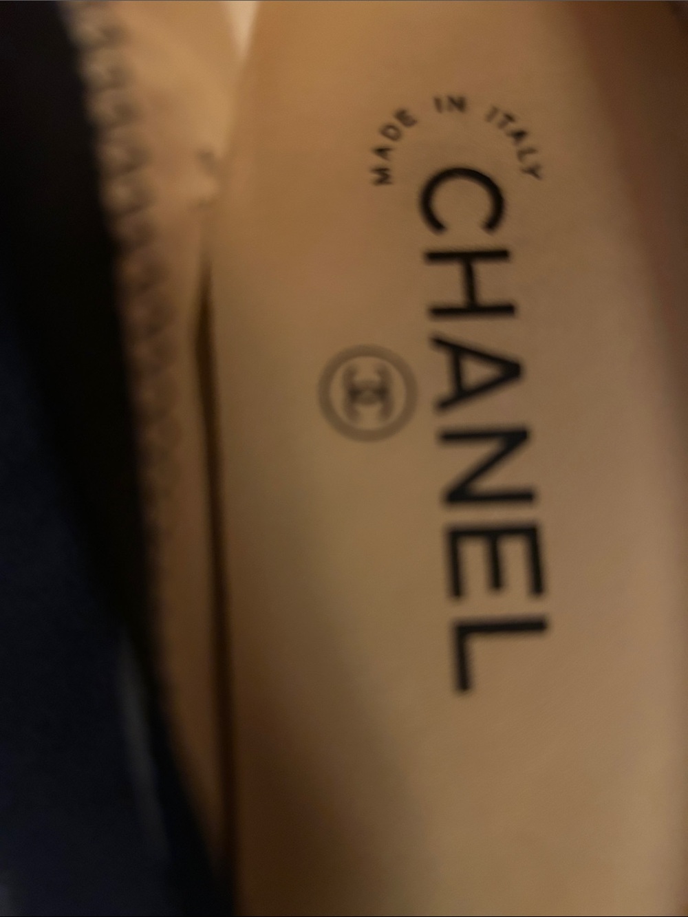 CHANEL Beige and Black Cap-Toe Ballet Flats - Picture 2 of 5